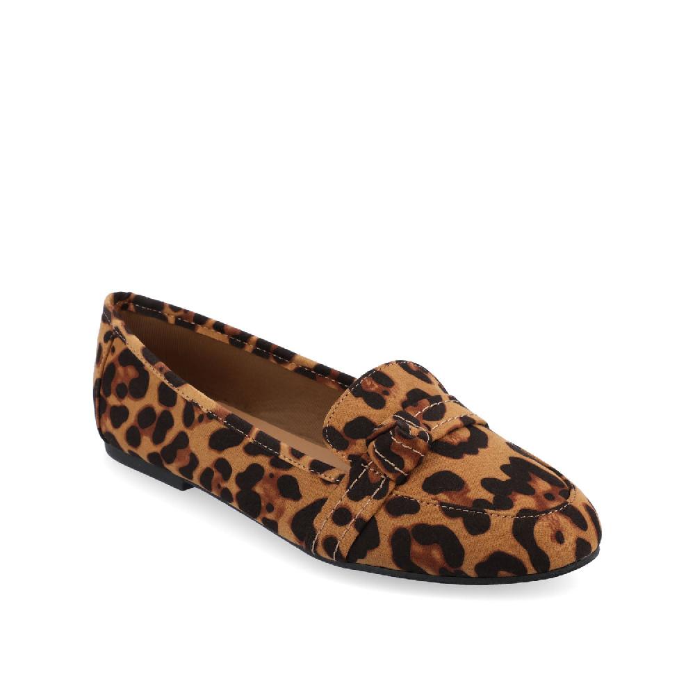 Journee Collection MARCI FAUX SUEDE LOAFER FLATS IN WIDE Leopard Faux