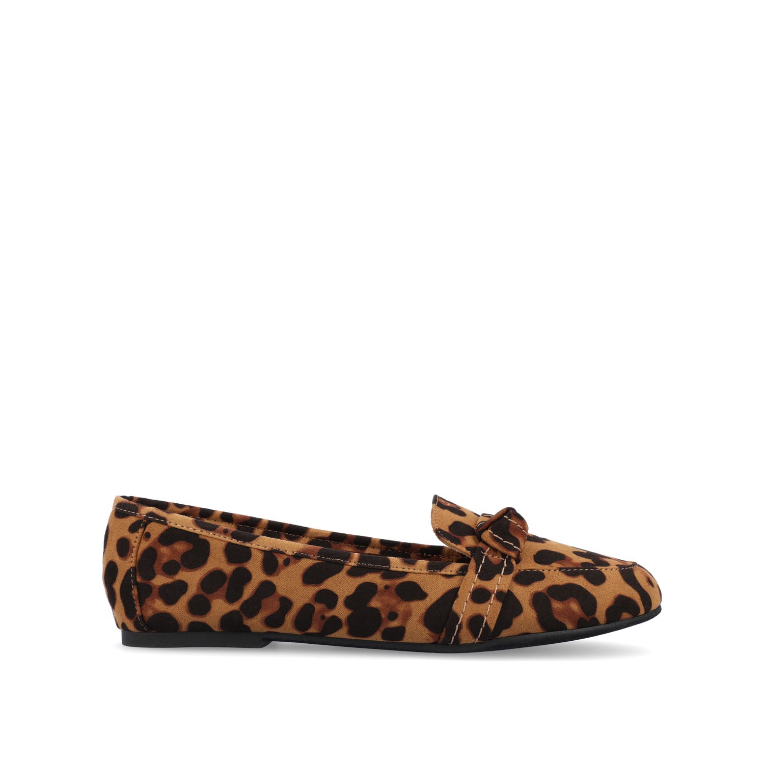 journee collection MARCI FAUX SUEDE LOAFER FLATS IN WIDE Leopard Faux