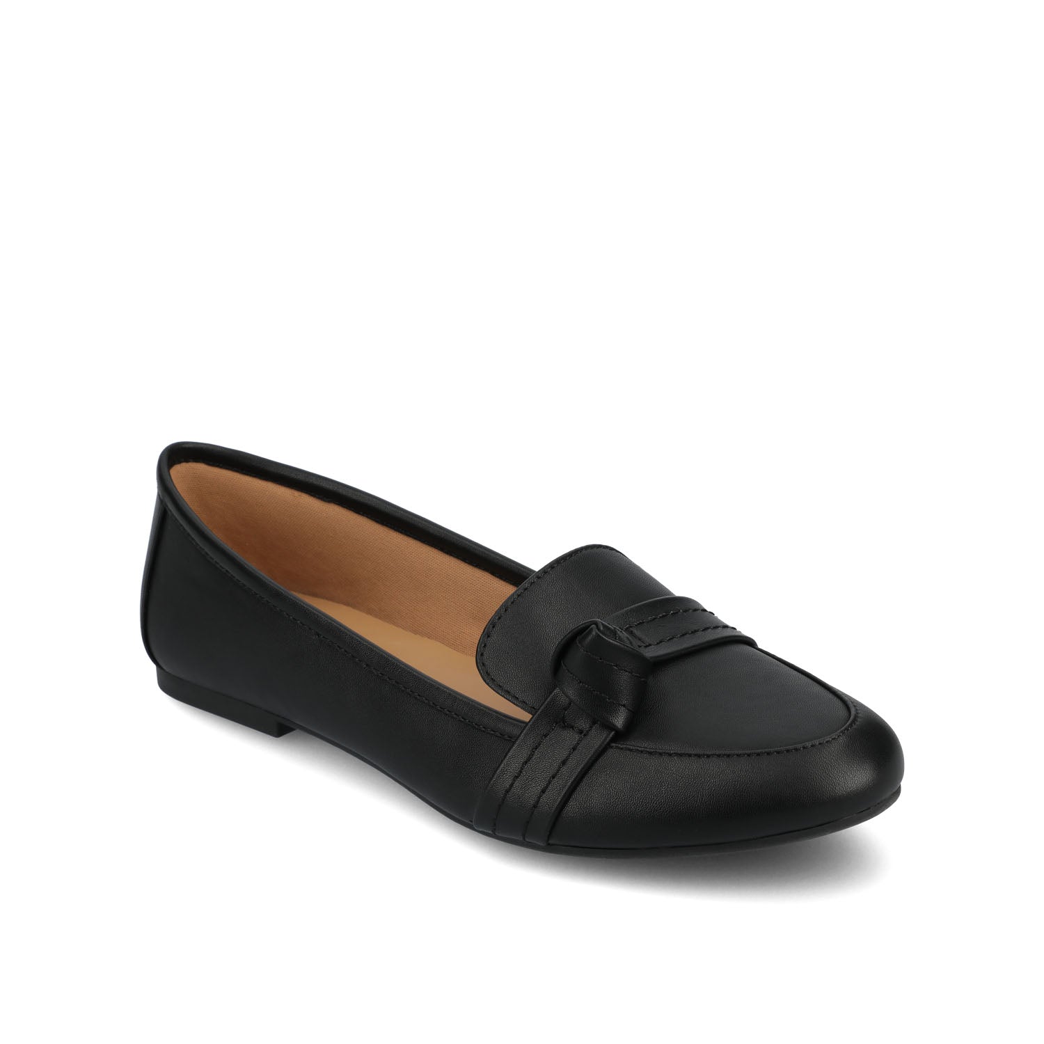 Journee Collection MARCI LOAFER FLATS IN FAUX LEATHER Black PU