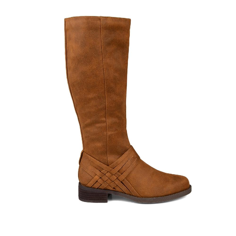 journee collection MEG RIDING BOOTS IN WIDE CALF Stone PU