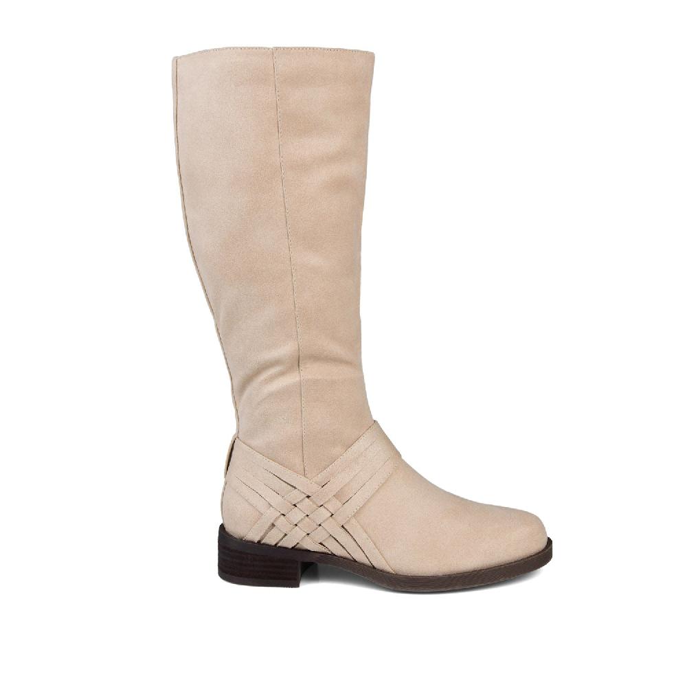 journee collection MEG RIDING BOOTS IN X-WIDE CALF Stone PU
