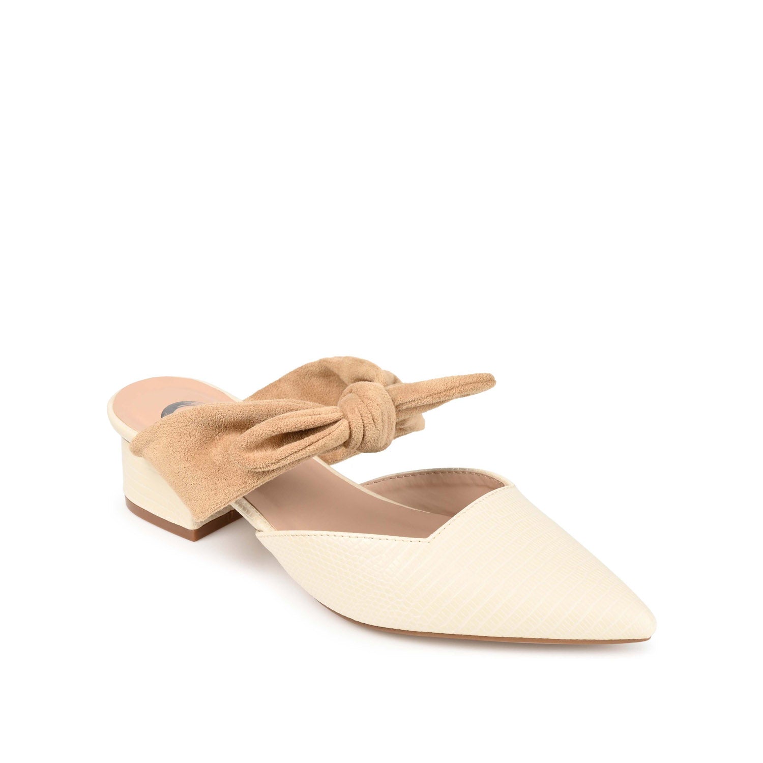 Journee Collection MELORA LOW BLOCK HEELS IN FAUX LEATHER Tan