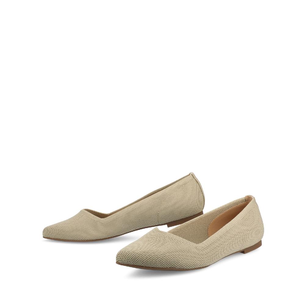 Journee Collection MINNAH BALLET FLATS IN KNIT FABRIC Taupe Knit