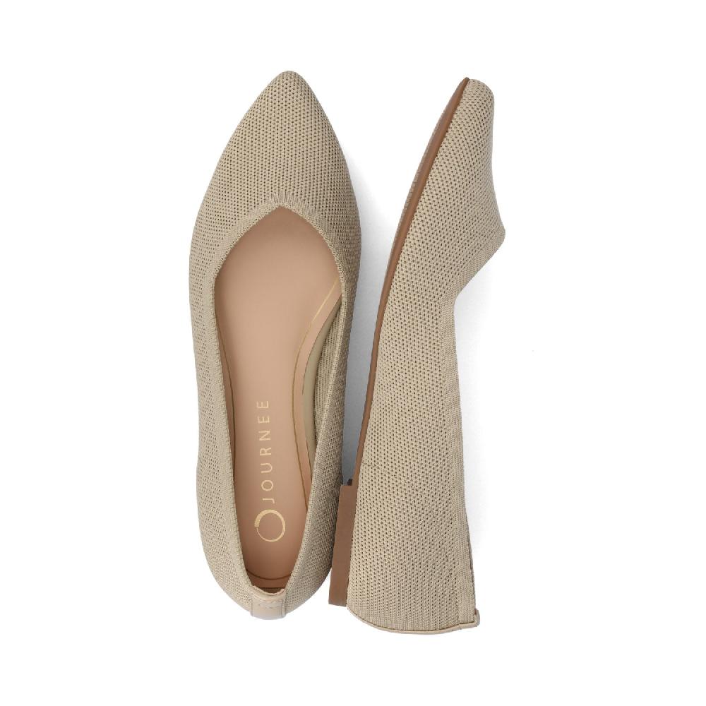 Journee Collection MINNAH BALLET FLATS IN KNIT FABRIC Taupe Knit