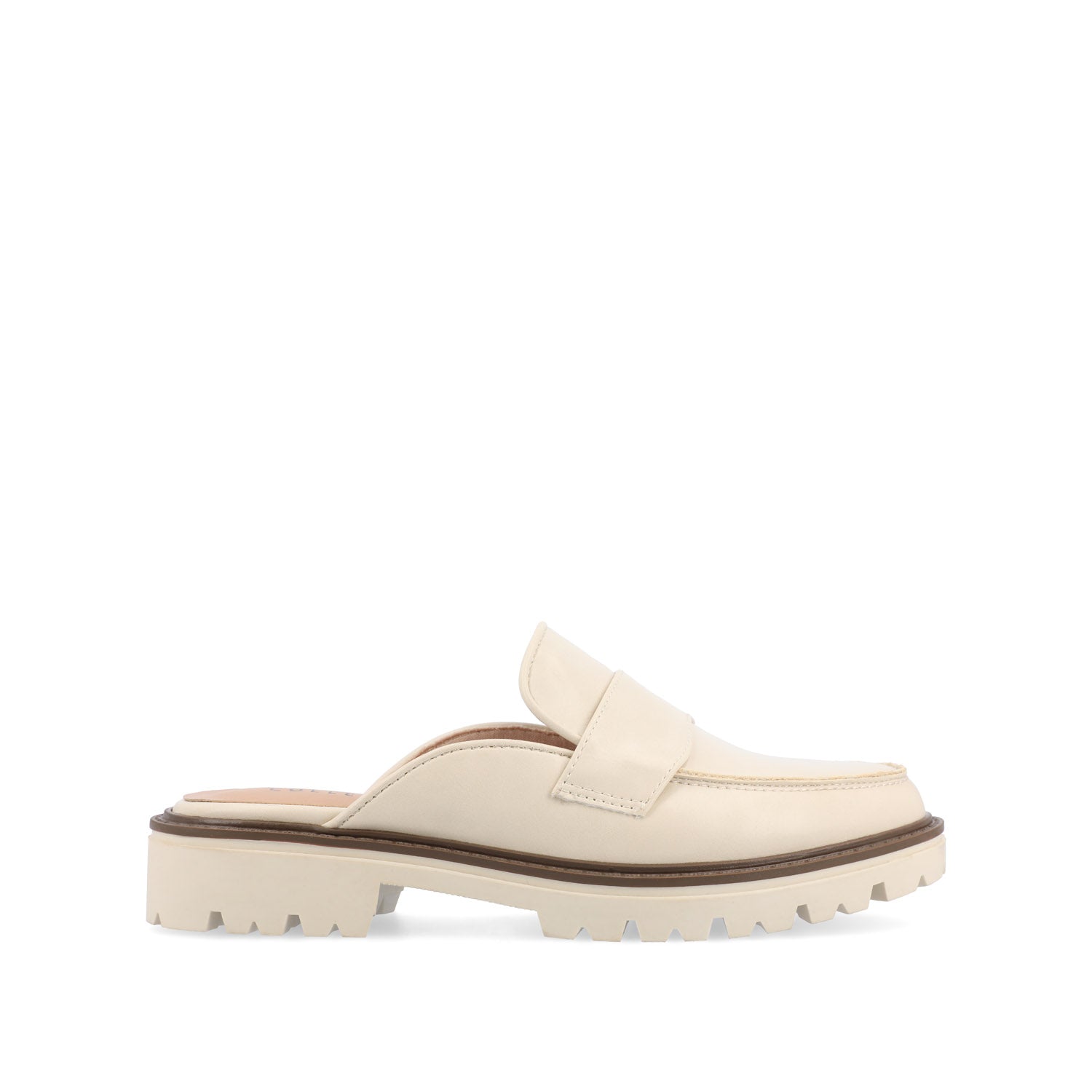 journee collection MIYCAH MULED LOAFER FLATS IN FAUX SUEDE Beige