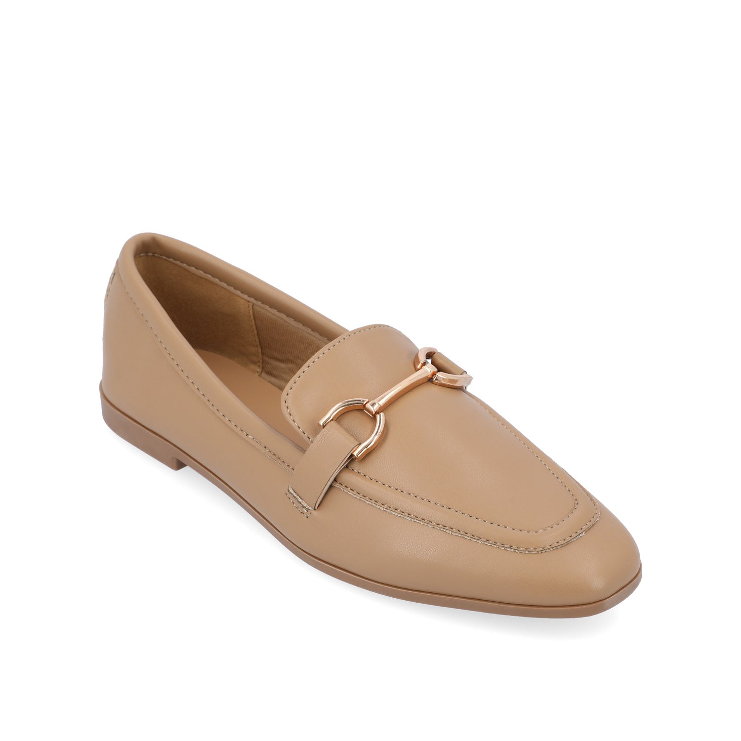 Journee Collection MIZZA LOAFER FLATS IN FAUX LEATHER Bone PU