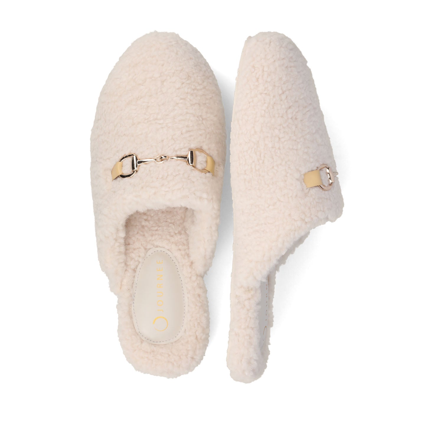 Journee Collection MONNROE SLIPPERS IN FAUX SHEARLING Cream Fleece