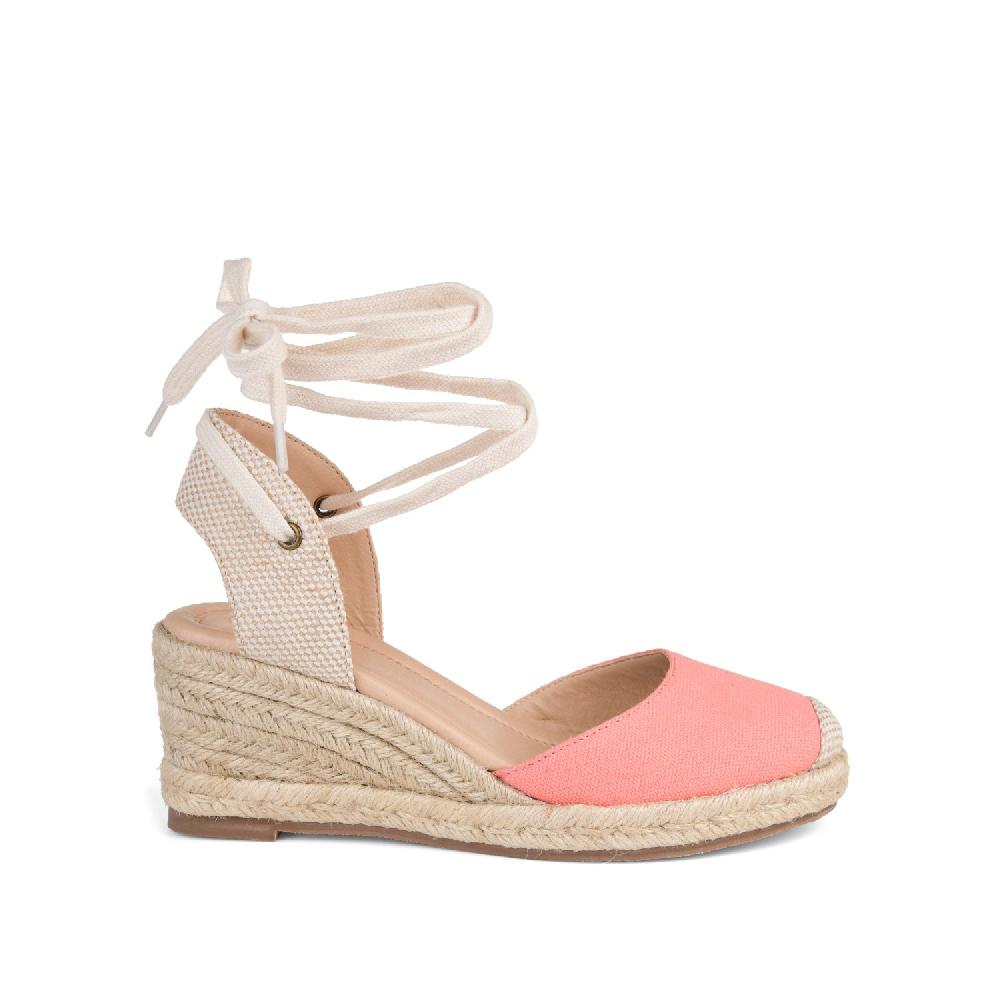 journee collection MONTE ESPADRILLE WEDGE SANDALS IN CANVAS Navy Blue Fabric