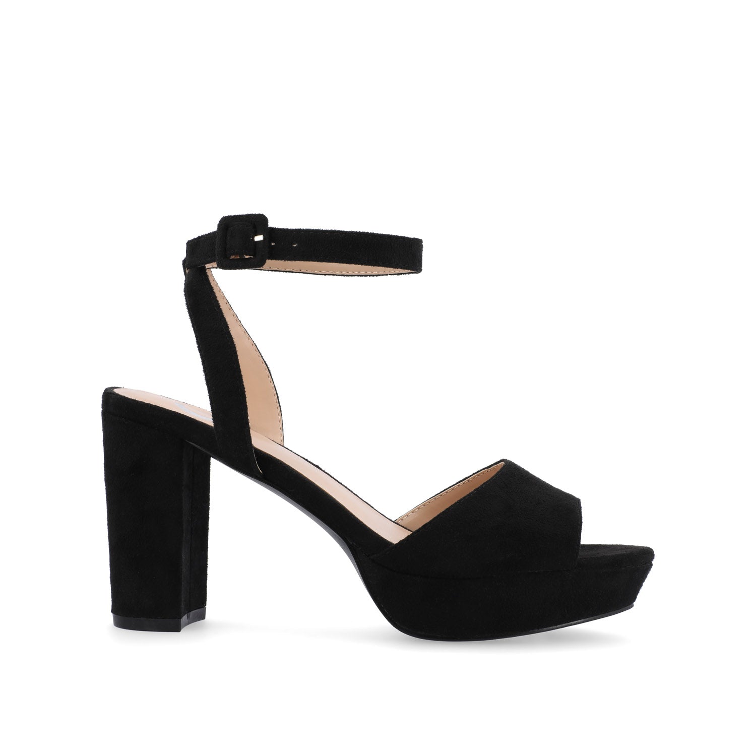 journee collection NAIRRI FAUX SUEDE STRAPPY HEELS IN WIDE Black