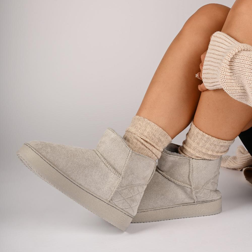 Journee Collection NOA SLIPPER BOOTIES IN FAUX SUEDE Grey Faux Suede
