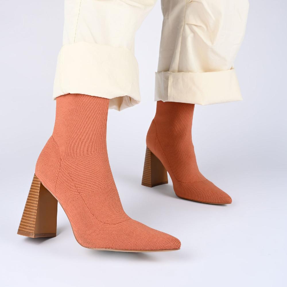 Journee Collection NORALINN SOCK BOOTIES IN KNIT FABRIC Rust