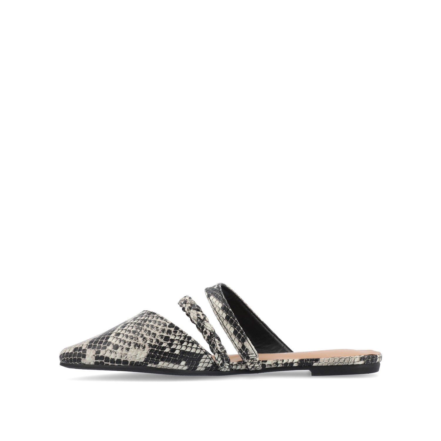 Journee Collection OLIVEA MULE FLATS IN FAUX LEATHER White Snake 2