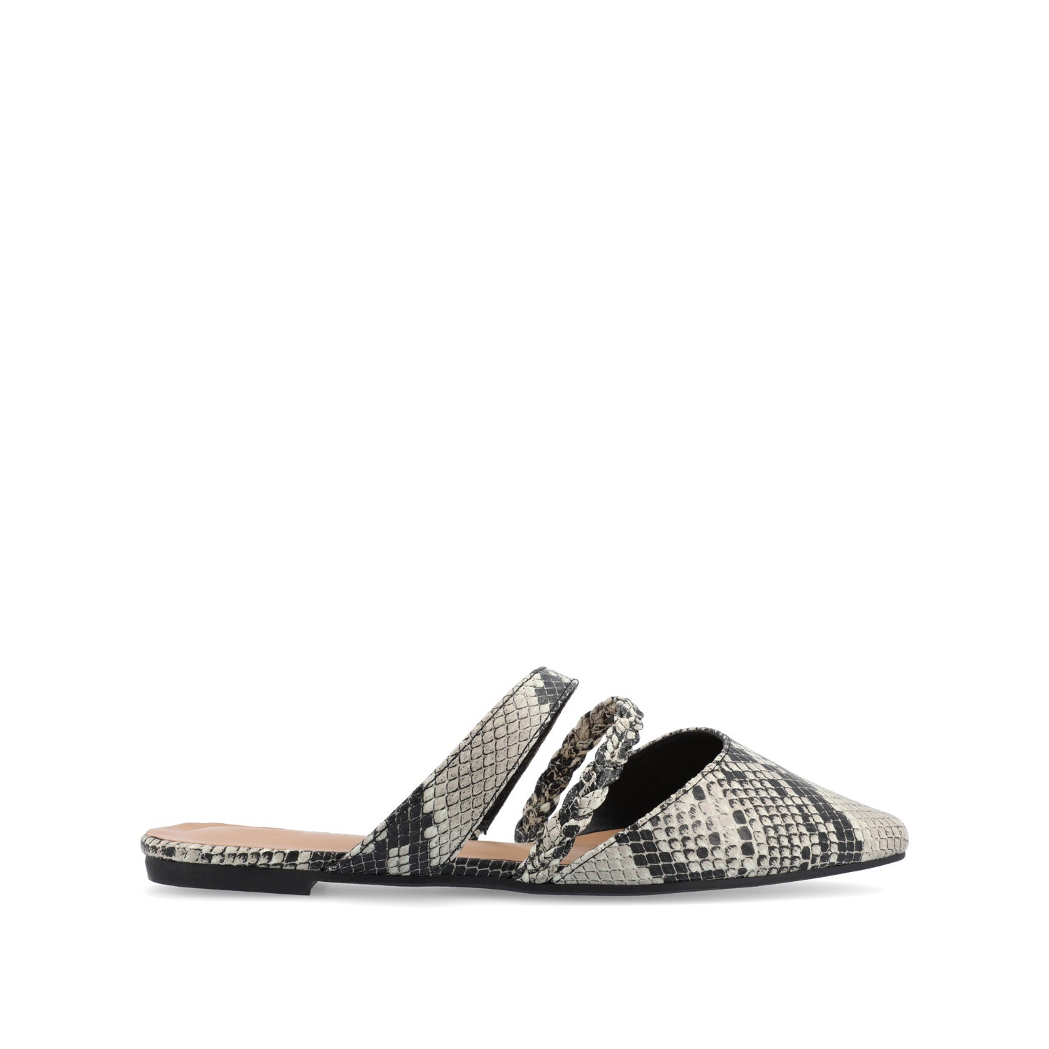 journee collection OLIVEA MULE FLATS IN FAUX LEATHER White Snake 2