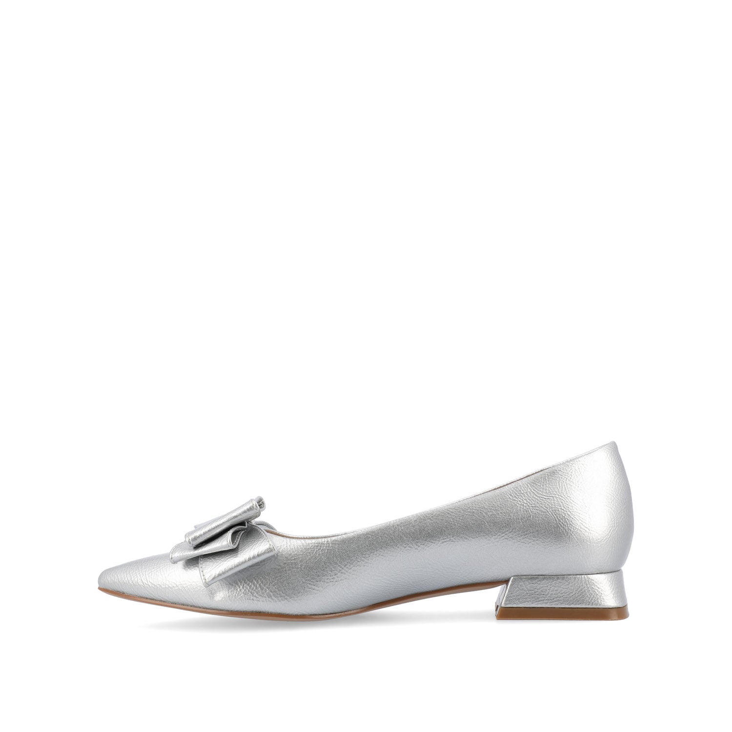 Journee Collection OPHELIA LOW BLOCK BALLET FLATS FAUX LEATHER IN WIDE Patent/Black