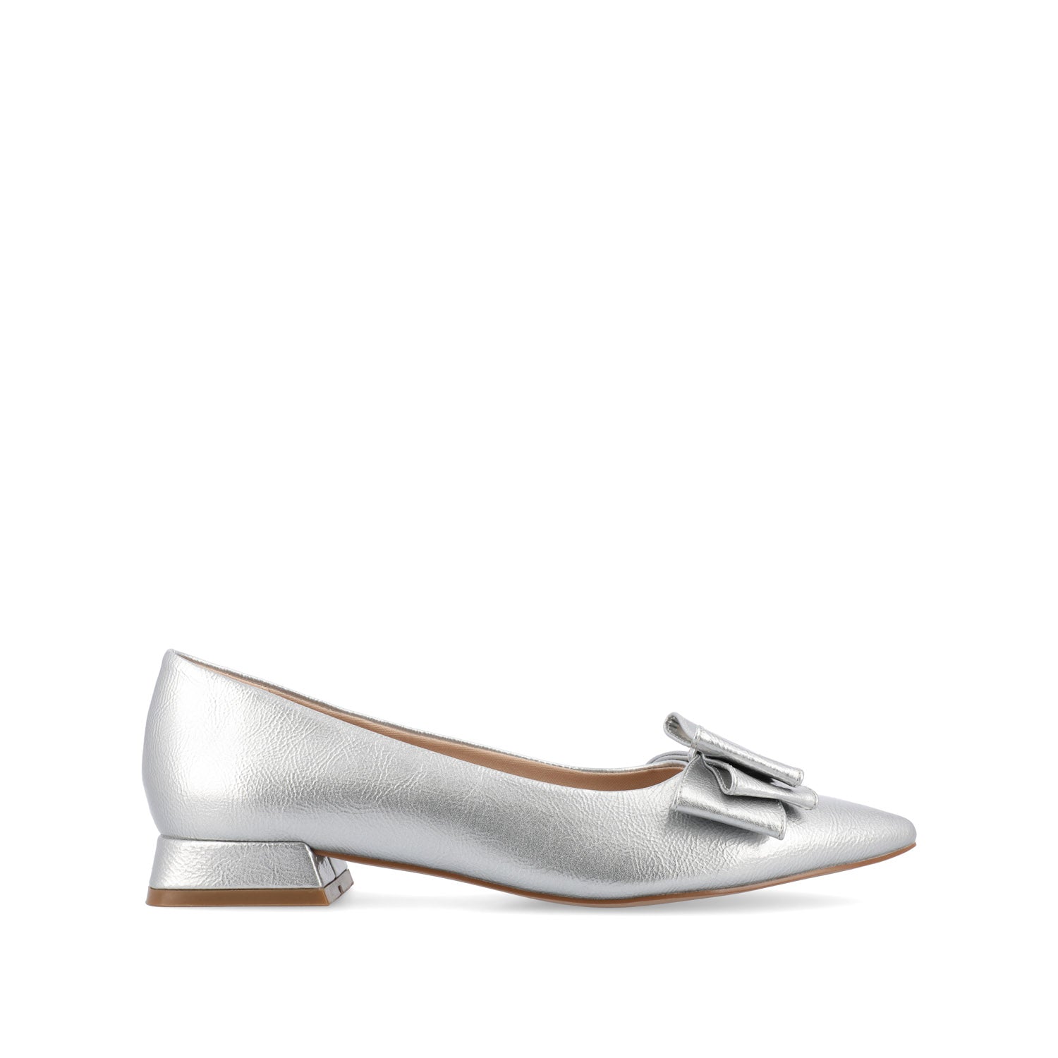journee collection OPHELIA LOW BLOCK BALLET FLATS FAUX LEATHER Silver