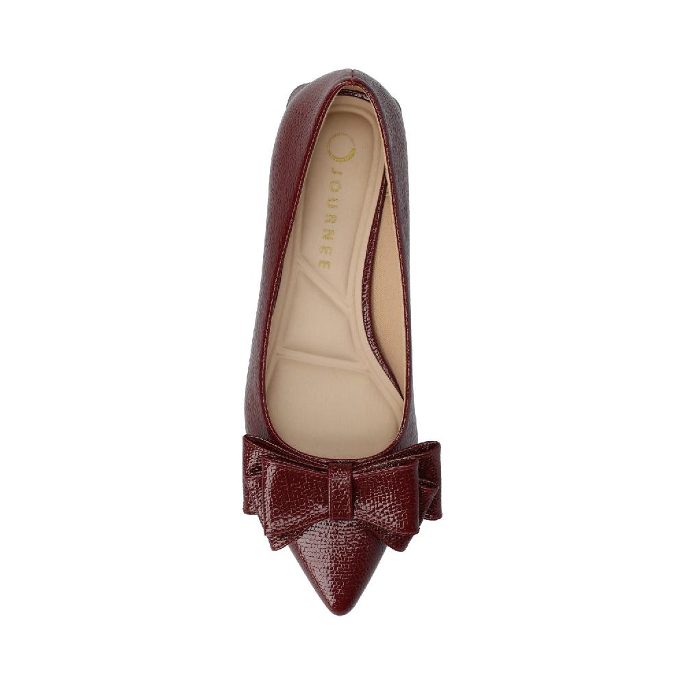 Journee Collection OPHELIA LOW BLOCK CROCO BALLET FLATS IN WIDE Brown Croco