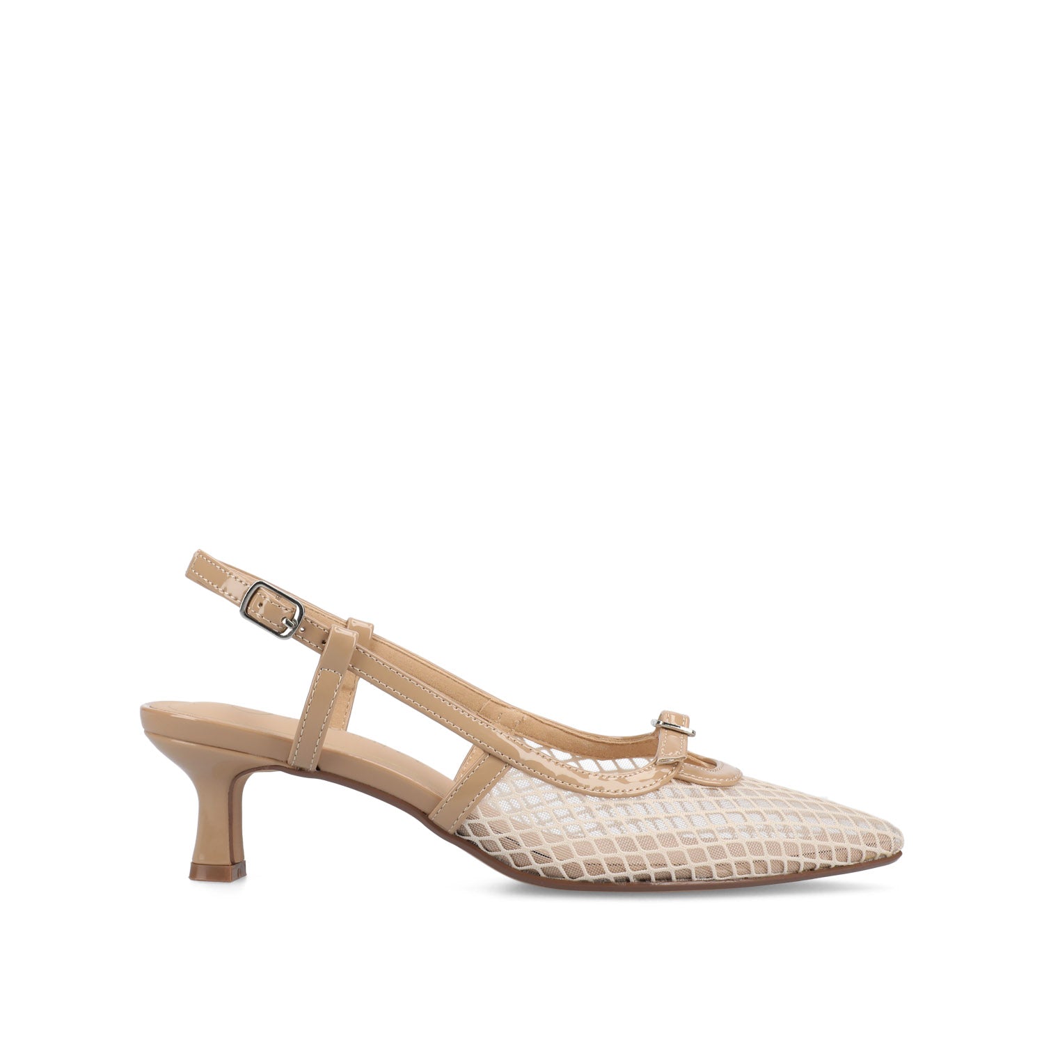 journee collection PADMA SLING BACK PUMPS IN MESH Nude Mesh