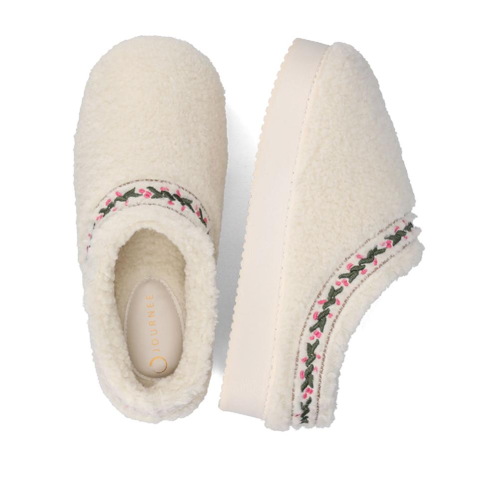 Journee Collection PALLMER SLIPPERS IN FAUX SHEARLING Cream Fleece