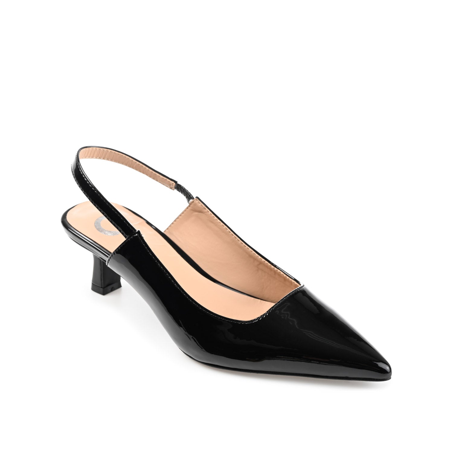 Journee Collection PAULINA SLINGBACK KITTEN HEELS IN PATENT Black