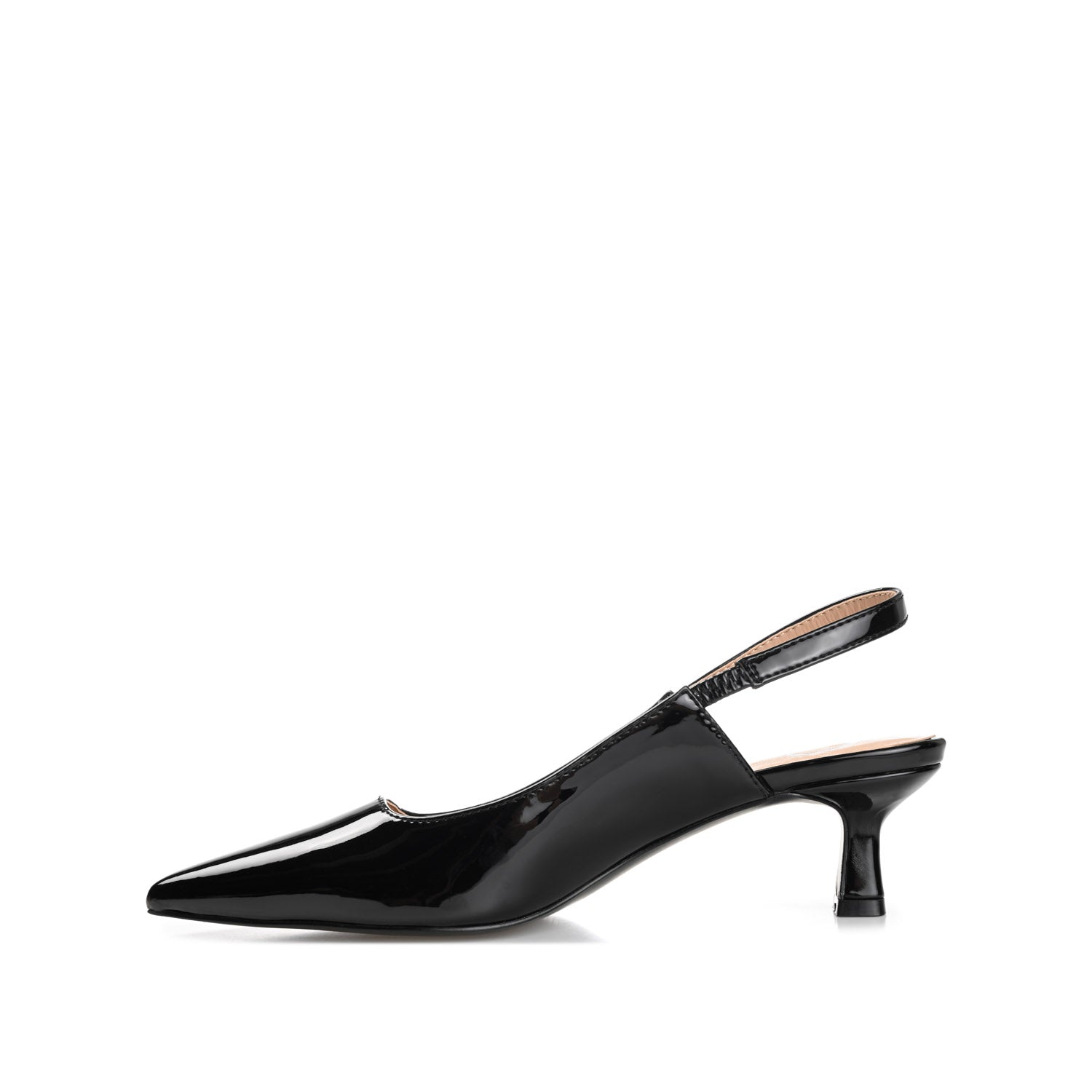 Journee Collection PAULINA SLINGBACK KITTEN HEELS IN PATENT Black
