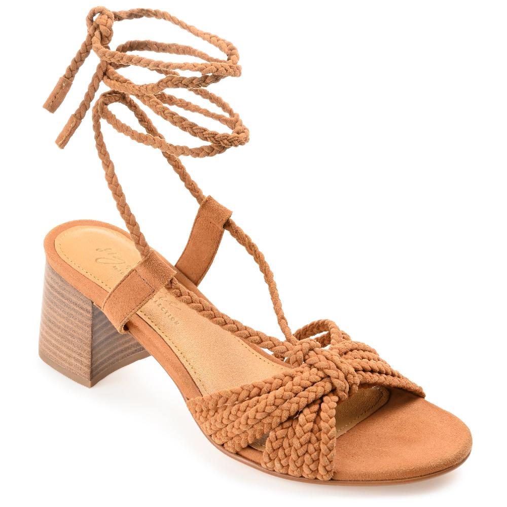 Journee Collection RAILEE STRAPPY HEELED SANDALS IN SUEDE Brown