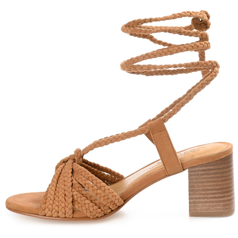 Journee Collection RAILEE STRAPPY HEELED SANDALS IN SUEDE Brown