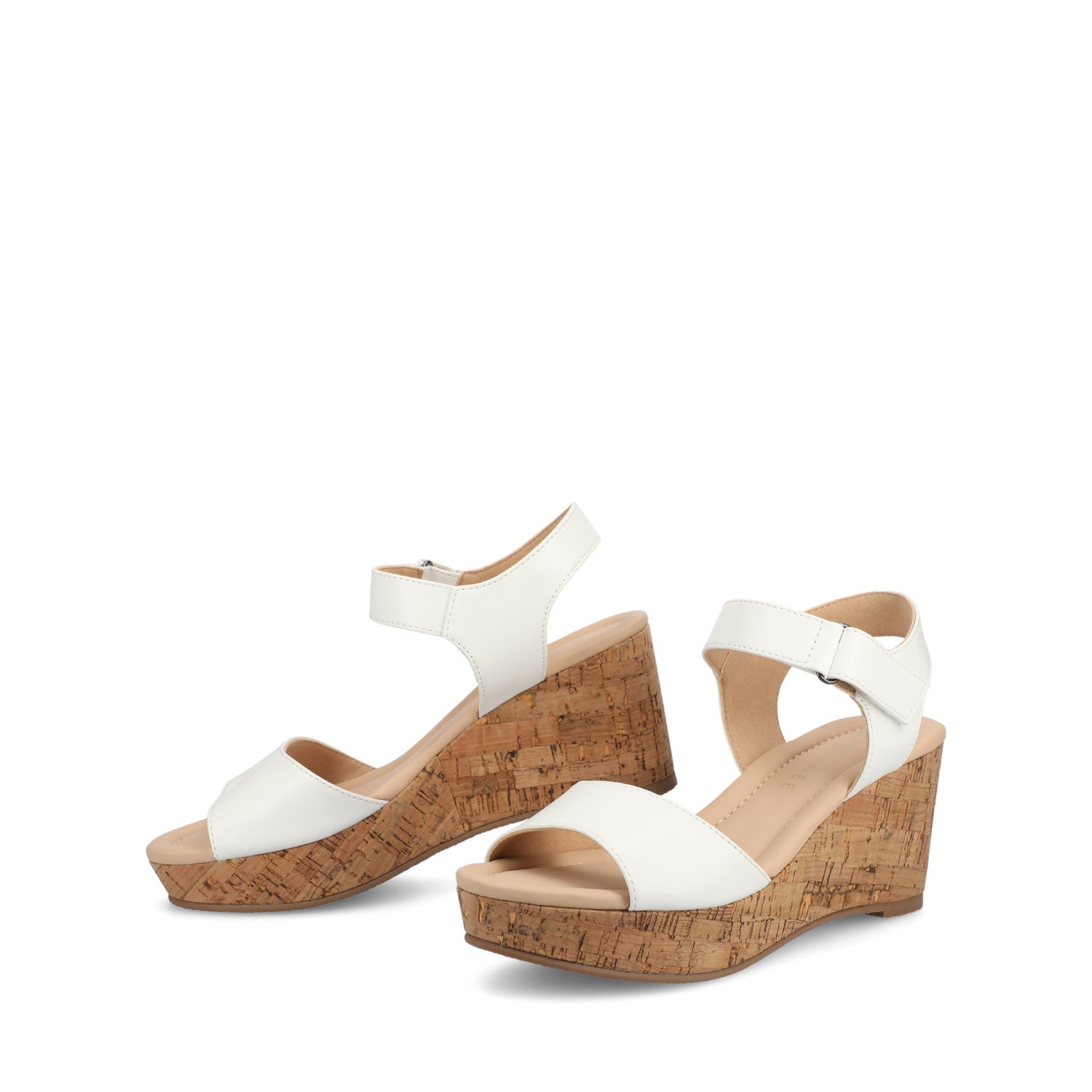Journee Collection RANAE WEDGE HEELED SANDALS White PU