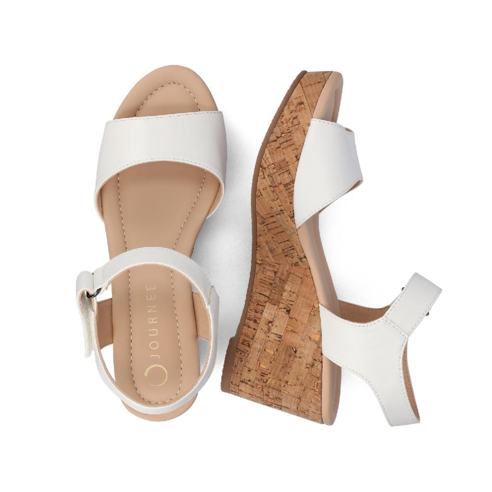Journee Collection RANAE WEDGE HEELED SANDALS White PU