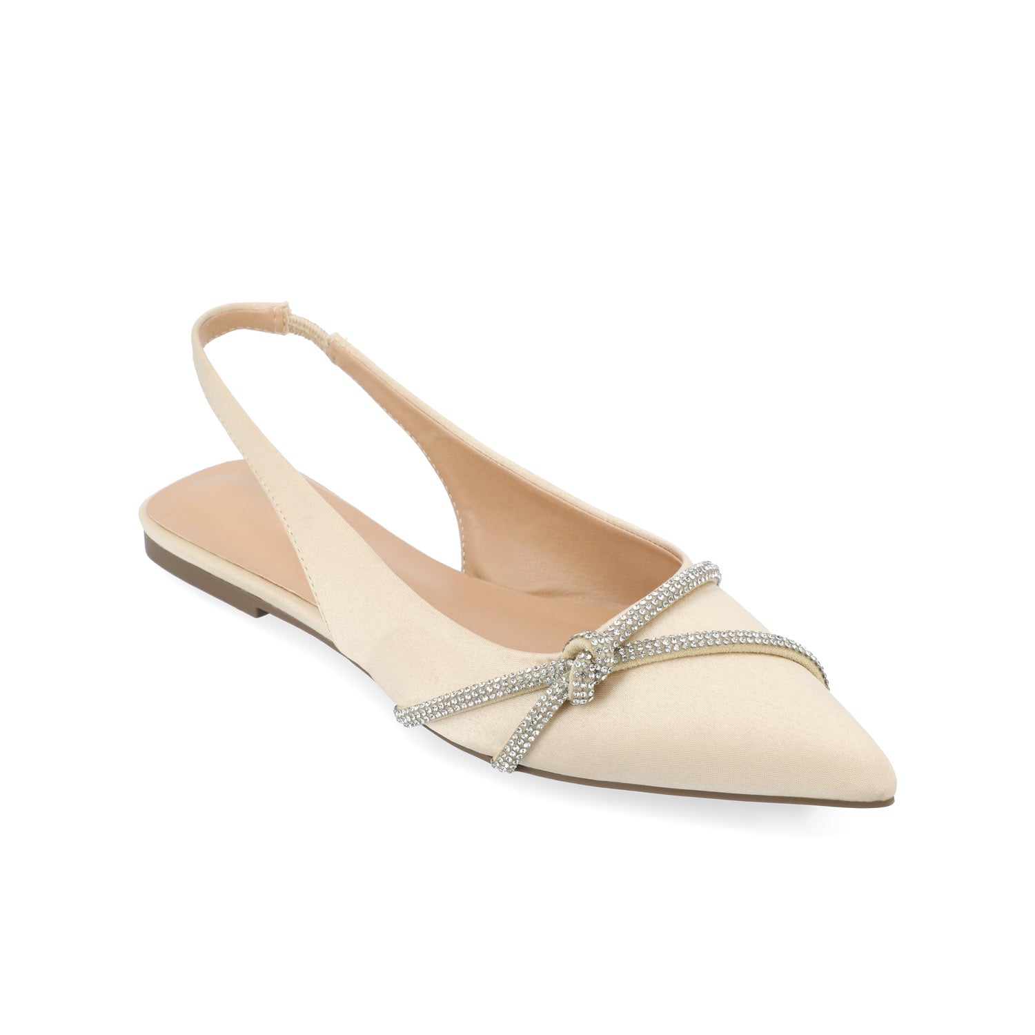 Journee Collection REBBEL FORMAL SLINGBACK FLATS IN SATIN Champagne