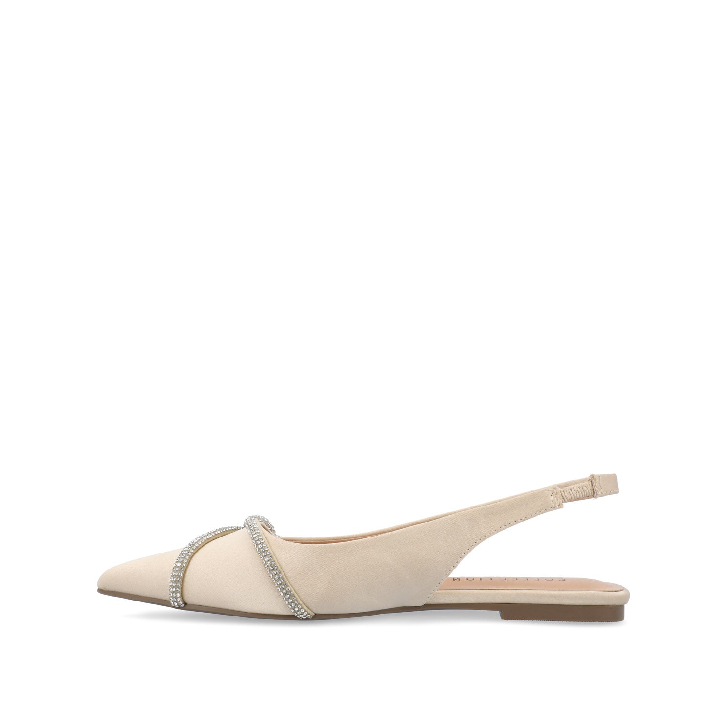 Journee Collection REBBEL FORMAL SLINGBACK FLATS IN SATIN Champagne