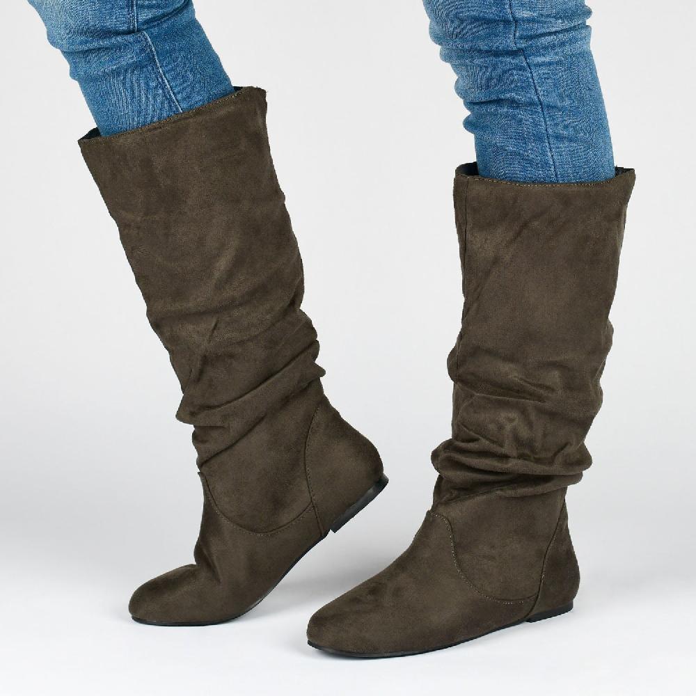 Journee Collection REBECCA KNEE HIGH BOOTS IN FAUX SUEDE Grey
