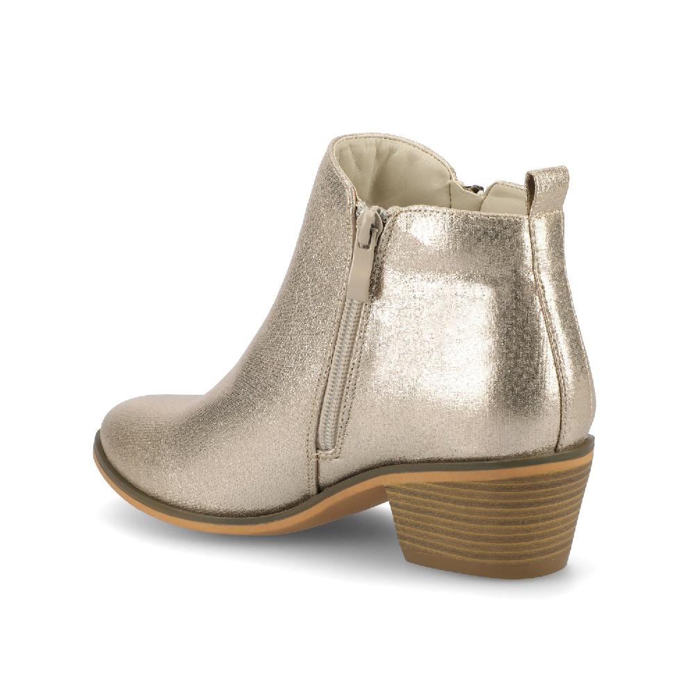 Journee Collection REBEL ZIP-UP BOOTIES IN VEGAN LEATHER Gold PU