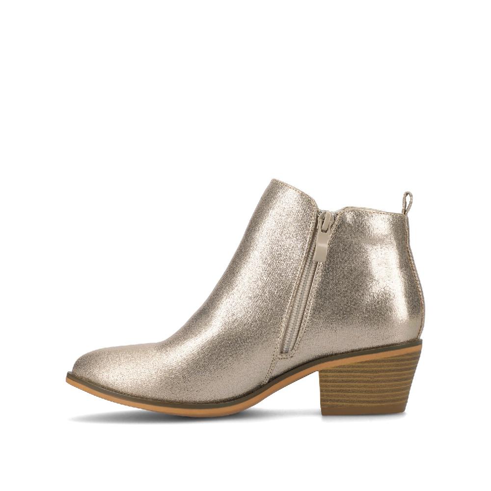 Journee Collection REBEL ZIP-UP BOOTIES IN VEGAN LEATHER Gold PU