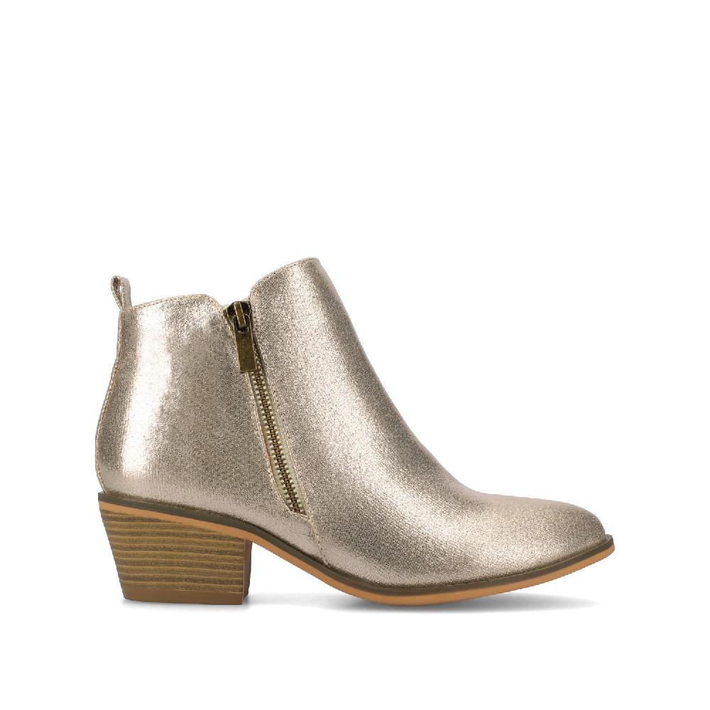journee collection REBEL ZIP-UP BOOTIES IN VEGAN LEATHER Gold PU