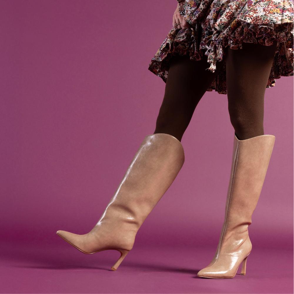Journee Collection REHELA VEGAN LEATHER KNEE HIGH BOOTS IN WIDE Tan