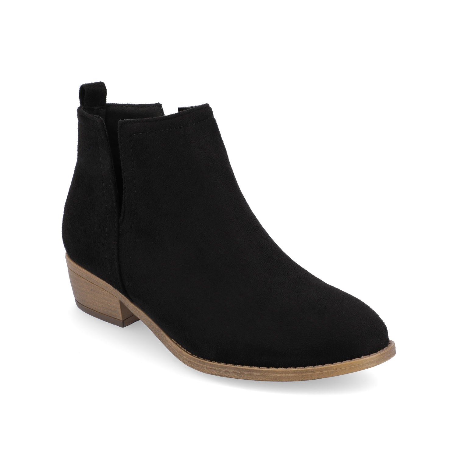 Journee Collection RIMI BLOCK HEELED BOOTIES IN FAUX SUEDE Black