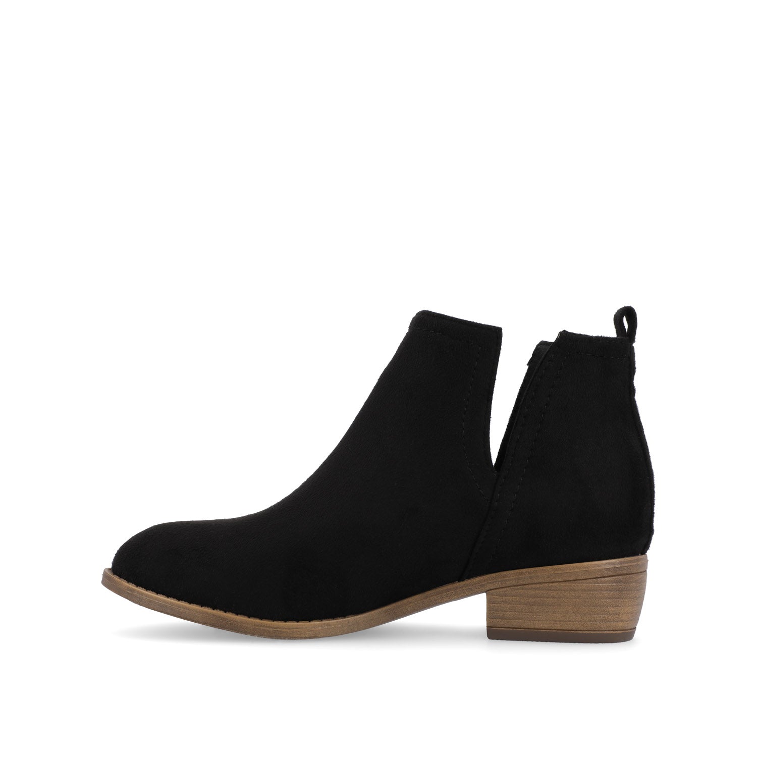 Journee Collection RIMI BLOCK HEELED BOOTIES IN FAUX SUEDE Black