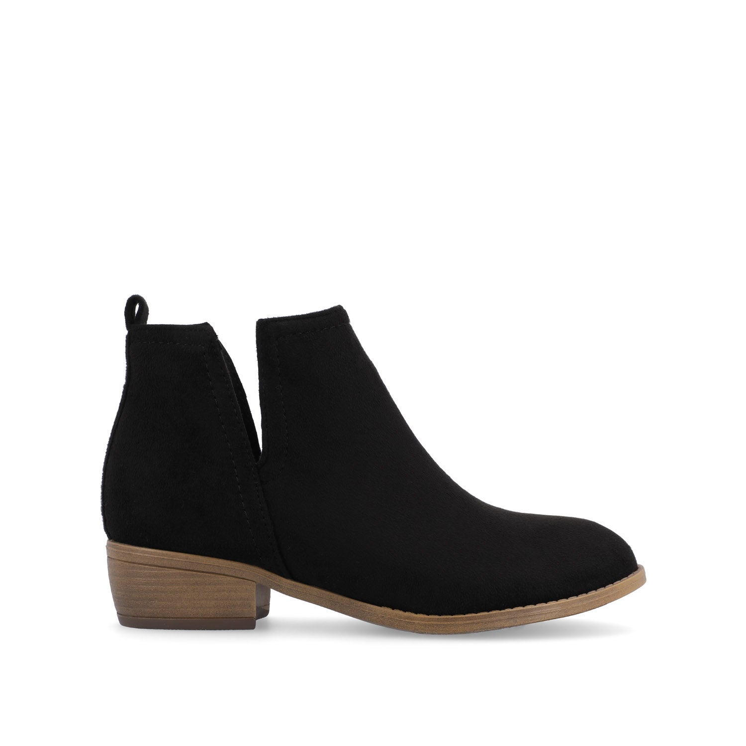 journee collection RIMI BLOCK HEELED BOOTIES IN FAUX SUEDE Black
