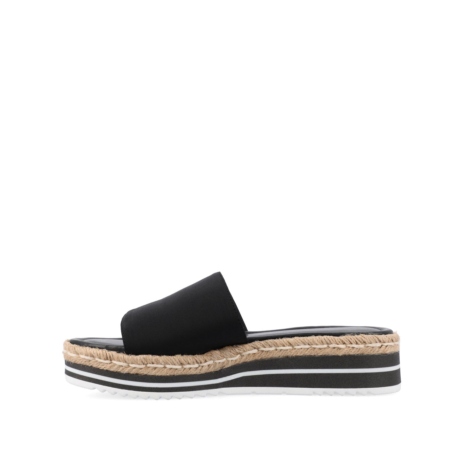 Journee Collection ROSEY ESPADRILLE WEDGE HEEL SANDALS IN WIDE Black Fabric