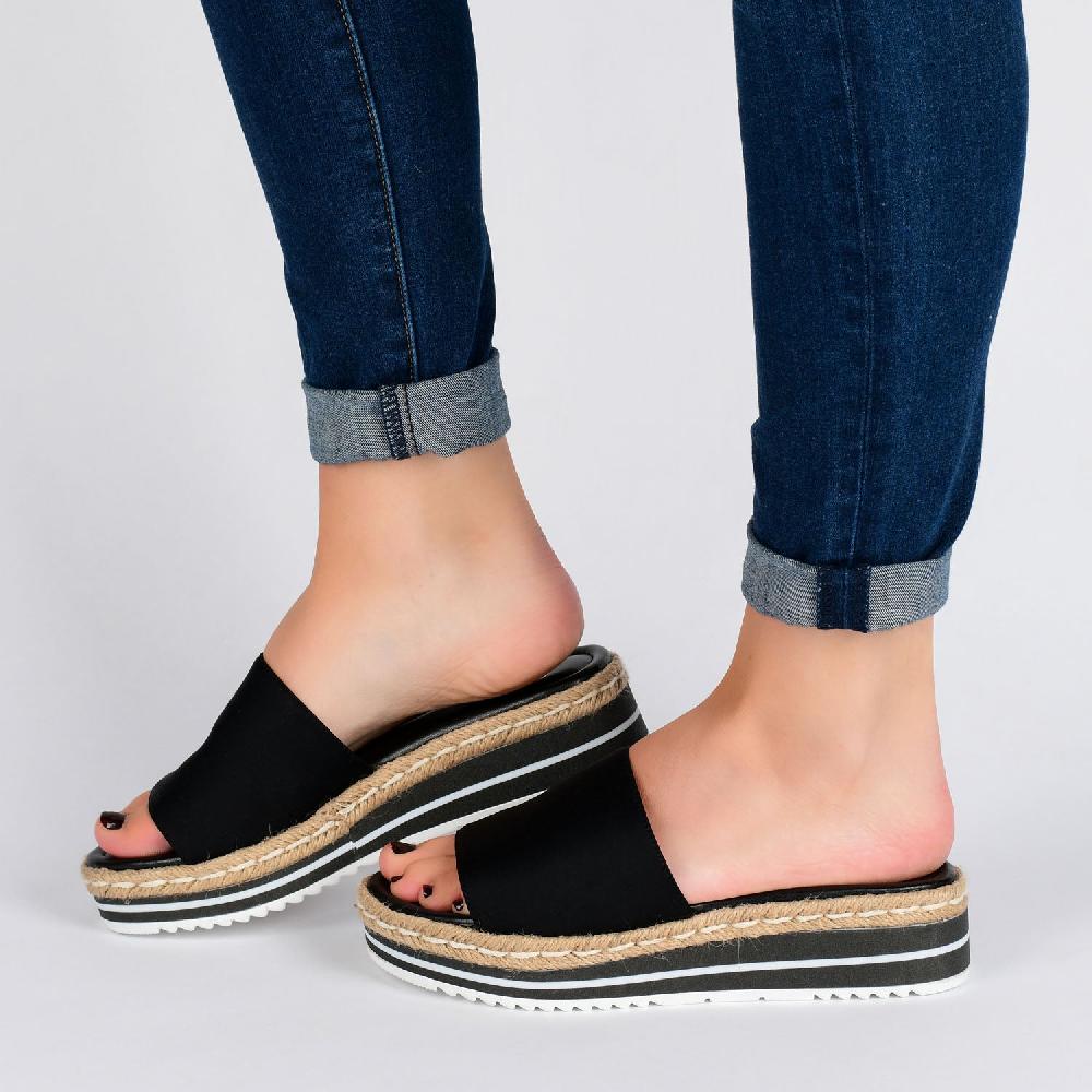 Journee Collection ROSEY ESPADRILLE WEDGE HEELED SLIDE SANDALS IN STATEMENT Peach