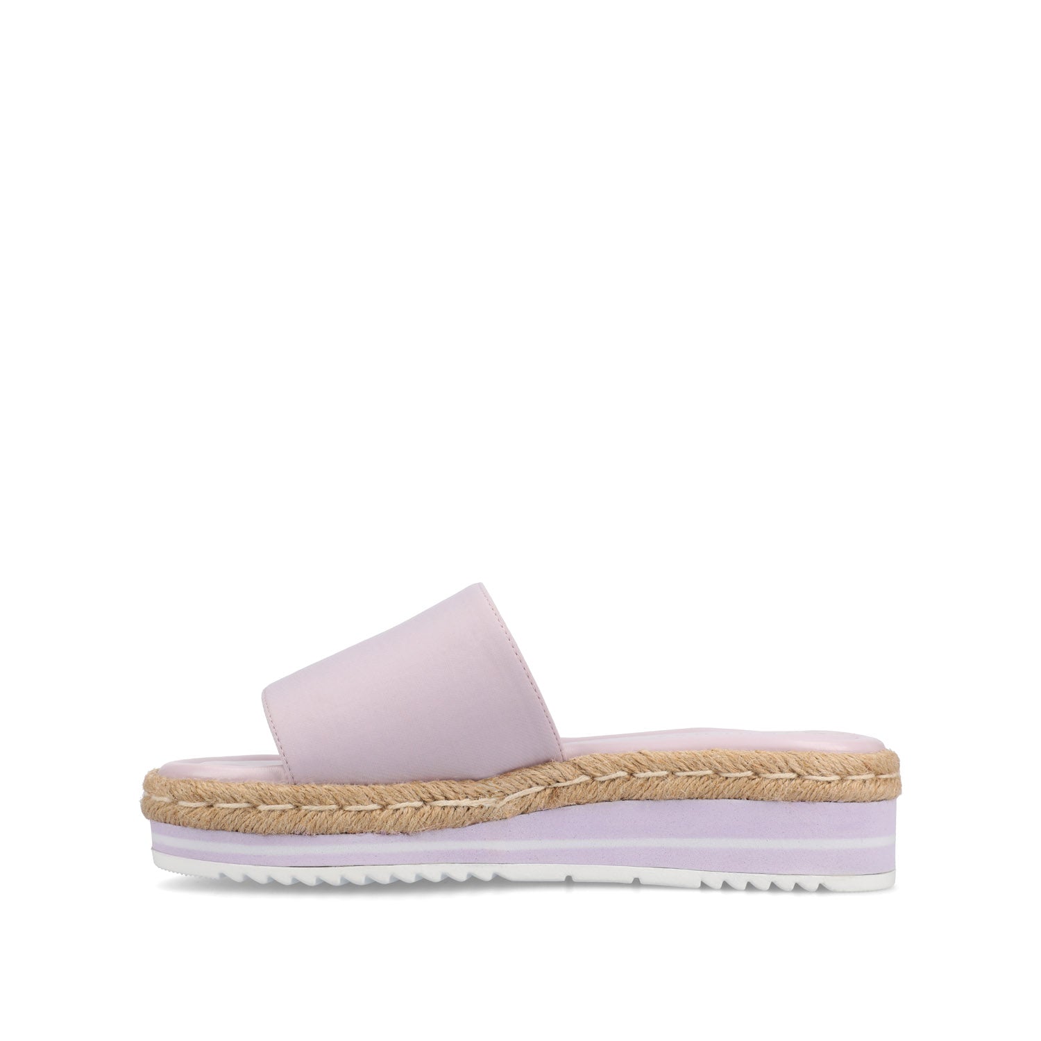 Journee Collection ROSEY ESPADRILLE WEDGE HEELED SLIDE SANDALS IN STATEMENT Peach