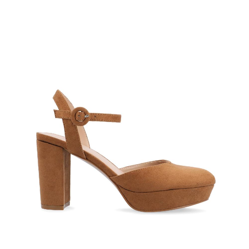 journee collection ROSLYNN PLATFORM HEELS IN FAUX SUEDE Tan