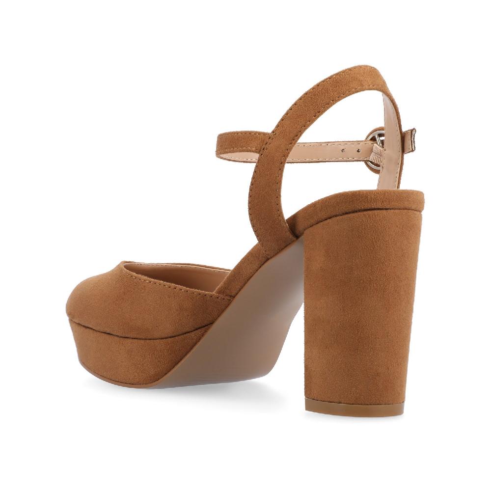 Journee Collection ROSLYNN PLATFORM HEELS IN WIDE Tan
