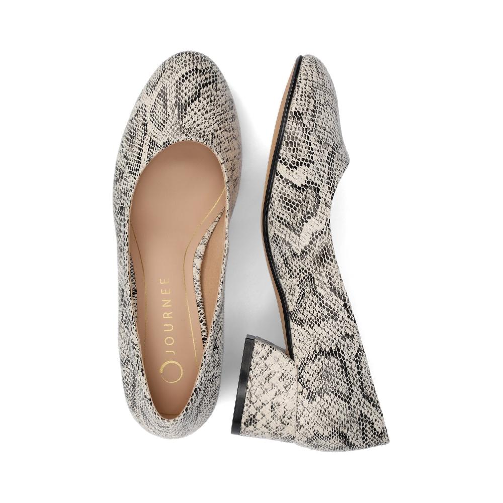 Journee Collection SAAR II FAUX LEATHER PUMP HEELS IN WIDE White PU