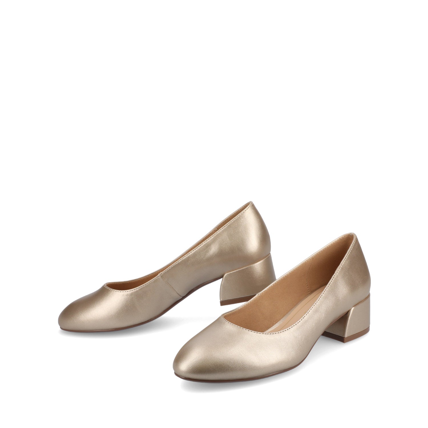Journee Collection SAAR II LOW PUMP HEELS IN PATENT Gold PU