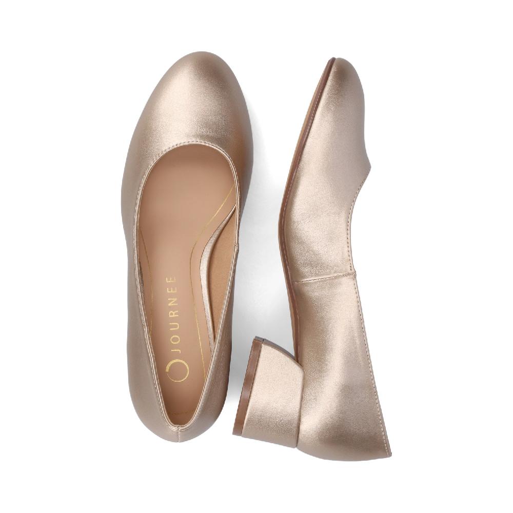 Journee Collection SAAR II LOW PUMP HEELS IN PATENT Gold PU