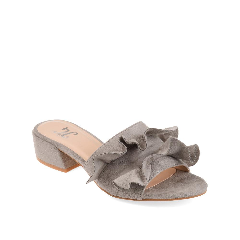 Journee Collection SABICA MULE BLOCK HEELS IN FAUX SUEDE Grey