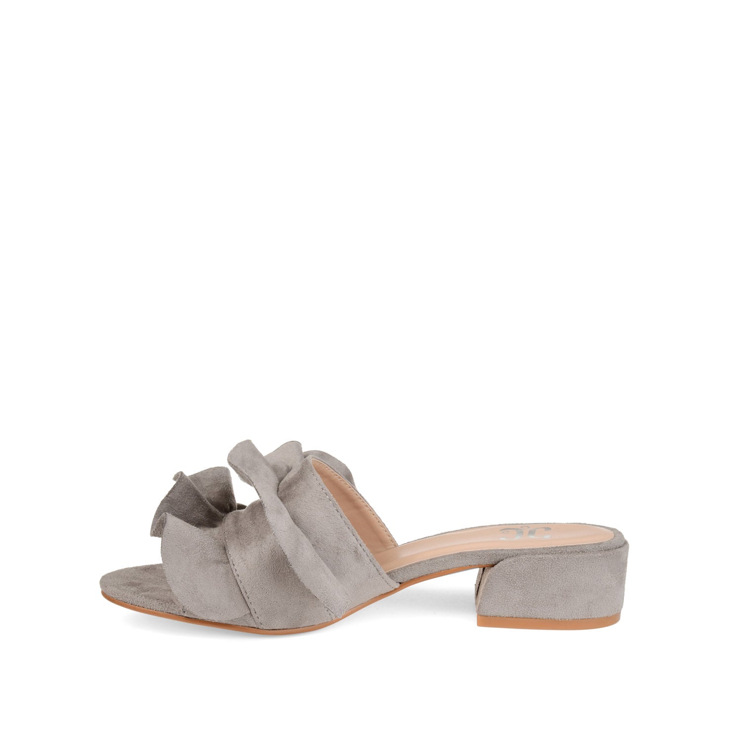 Journee Collection SABICA MULE BLOCK HEELS IN FAUX SUEDE Grey