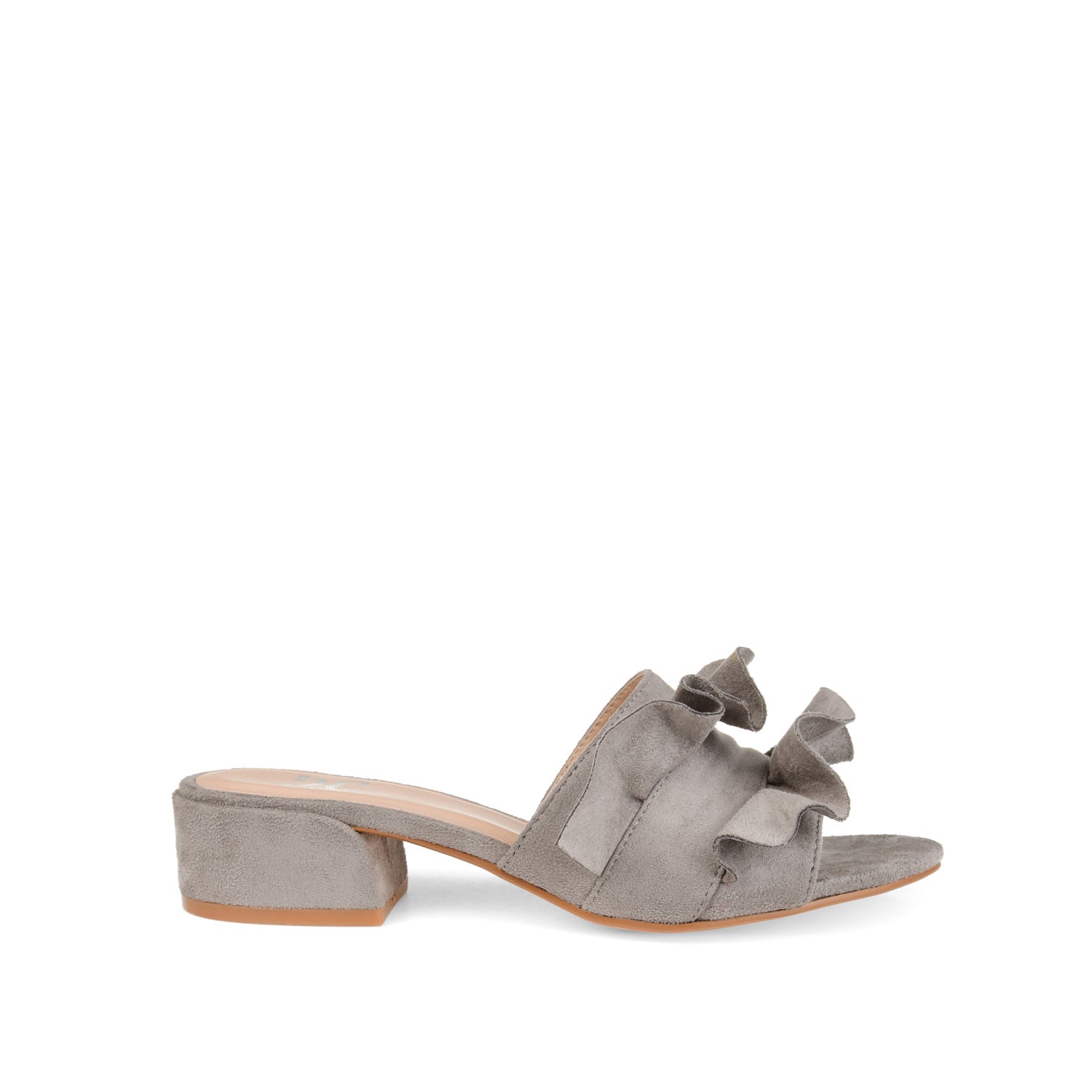 journee collection SABICA MULE BLOCK HEELS IN FAUX SUEDE Grey