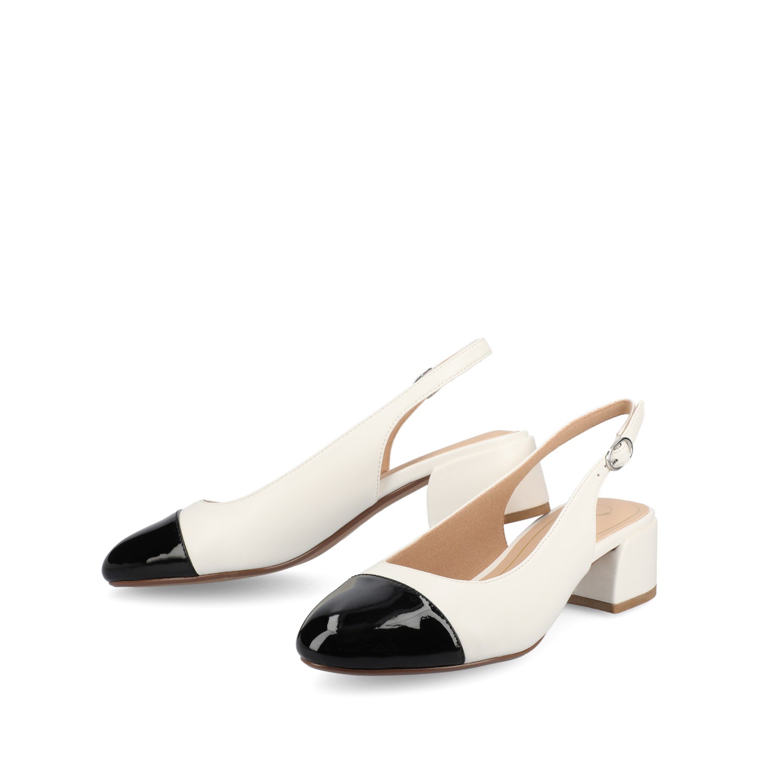 Journee Collection SAMMIE BLOCK HEELS IN FAUX LEATHER White PU